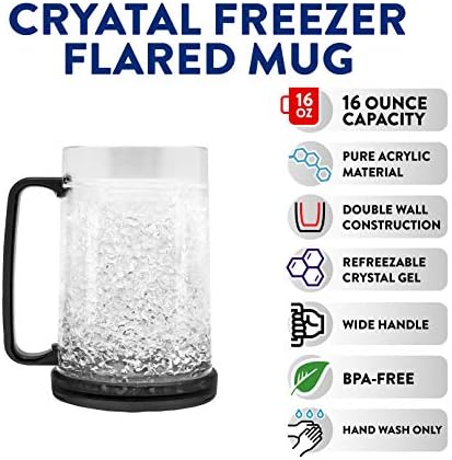 Crystal Freezer Mug ™ | בידוד קיר כפול למשקאות קרים, שחור, 16 גרם